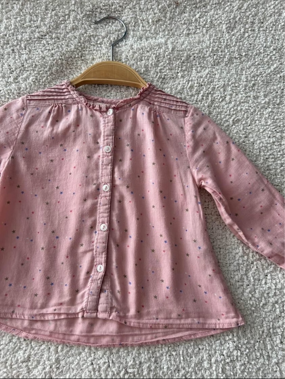 Zara Pink Star-Print Button-Back Blouse